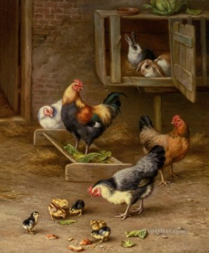 エドガーのひよこ 鶏とウサギを小屋で狩る 1925 年 Oil Paintings